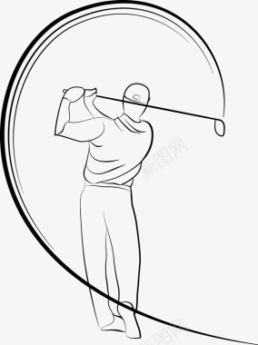 线条风高尔夫球手矢量图图标图标