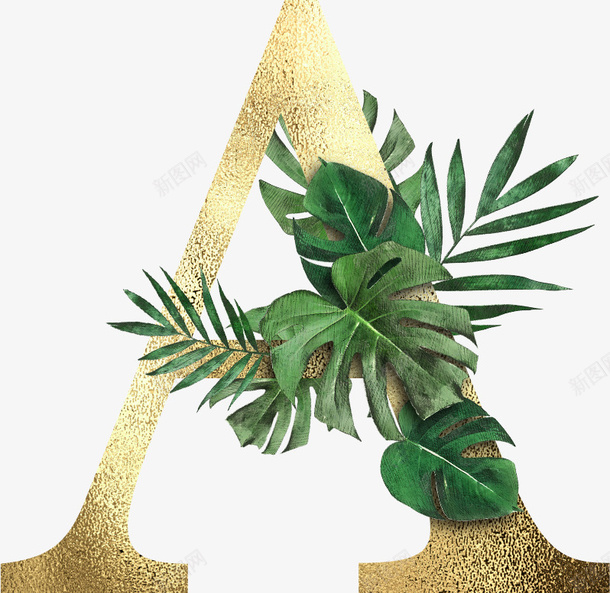 创意植物字母Apng免抠素材_88icon https://88icon.com PNG 字母 森林 植物 金色