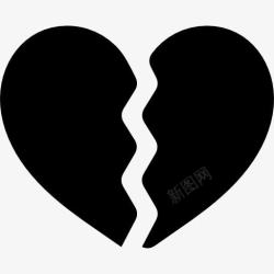 两个心破碎的心分为两个部分图标高清图片