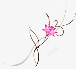 中秋节粉色花朵黑线条素材