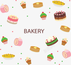 烘焙蛋糕蛋糕店飞舞蛋糕花纹矢量图高清图片