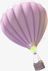 紫色卡通可爱旅行热气球素材