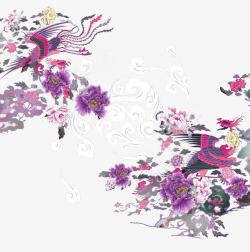 紫色云锦织布花纹素材