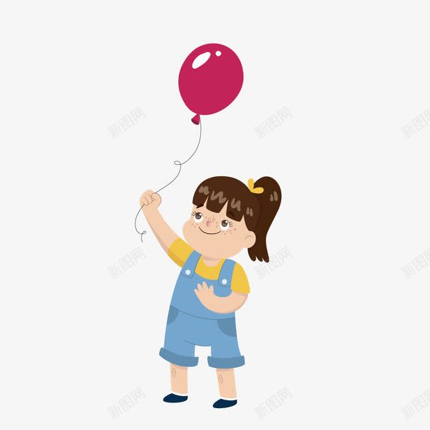 拿着红色气球的小女孩png免抠素材_88icon https://88icon.com 儿童 卡通女孩 小女孩 红色气球 背景装饰