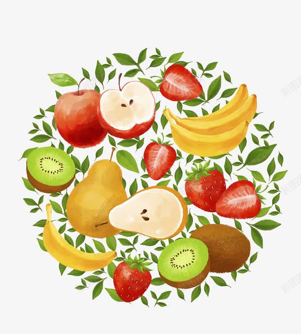 多种水果插画png免抠素材_88icon https://88icon.com 叶子 多种水果插画 梨子 植物 水彩画 水果 猕猴桃 苹果 草莓 香蕉