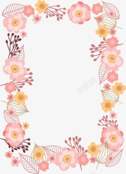 浪漫淡粉色花朵边框素材