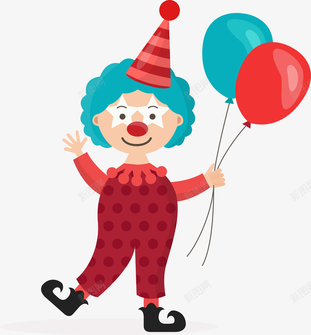 儿童节牵着气球的小丑png免抠素材_88icon https://88icon.com 儿童节 卡通礼貌 开心 打招呼 招手 杂耍 牵着气球的小丑