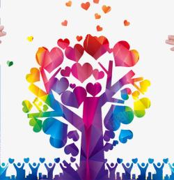 彩色枫叶树爱心组成的树木高清图片
