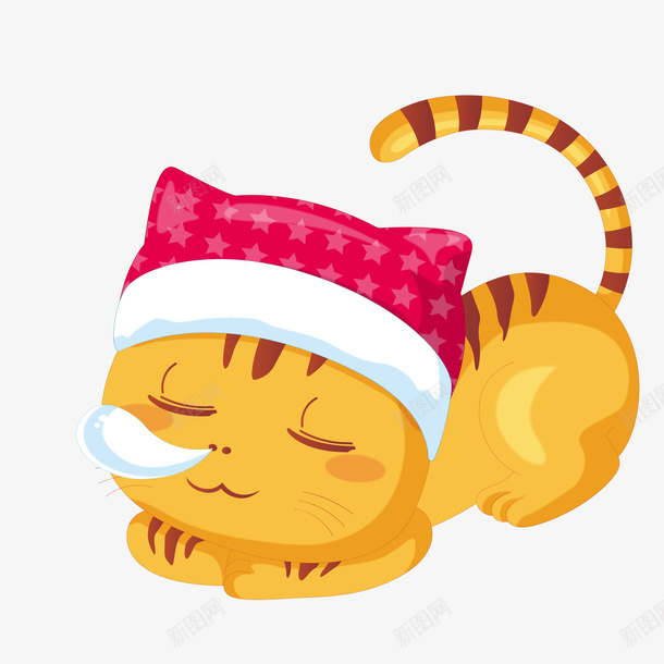 睡觉的小猫咪动物png免抠素材_88icon https://88icon.com 动物 卖萌小猫 卡通 可爱 宠物 戴帽子 猫咪 睡觉
