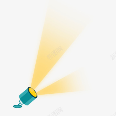 手电筒灯光光束黄色创意射灯元素图标图标