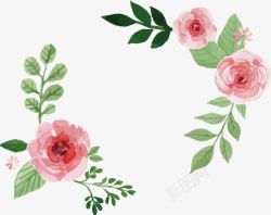 粉色山茶花标题框素材