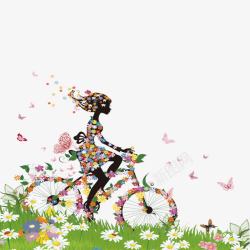 春季骑自行车出游素材