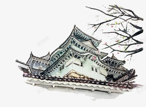 日本建筑手绘png免抠素材_88icon https://88icon.com 古风 和风 和风底纹 建筑 手绘