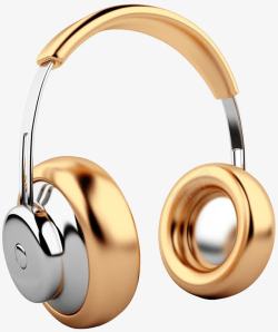金色耳机质感耳机产品高清图片