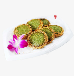 富贵芝麻饼产品实物绿茶饼高清图片