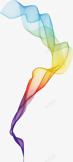 烟雾感线条装饰图案彩虹色矢量图素材