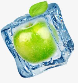 夏日冰块青色水果苹果素材