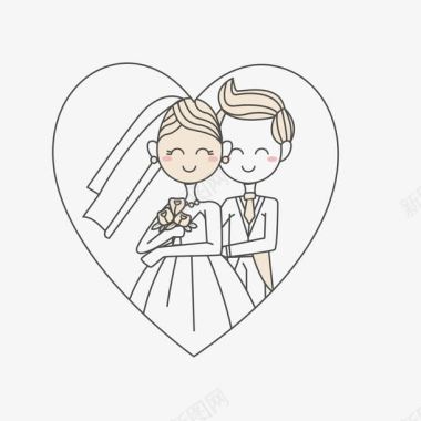 中式婚礼设计爱心新郎新娘矢量图图标图标