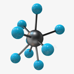 水珠形状蓝色原子分子DNA分子形状高清图片
