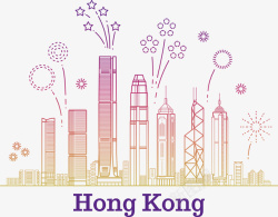 共和国标志彩色香港建筑矢量图高清图片