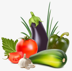 3d水果剪影手绘蔬菜素材