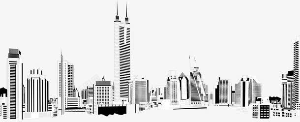 写实手绘城市建筑楼群都市建筑房屋图标图标