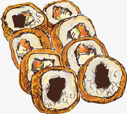 食物寿司卷手绘寿司卷矢量图高清图片