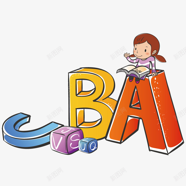 坐在英文字母上的女孩矢量图ai免抠素材_88icon https://88icon.com 卡通 女孩 插画 英文字母 矢量图