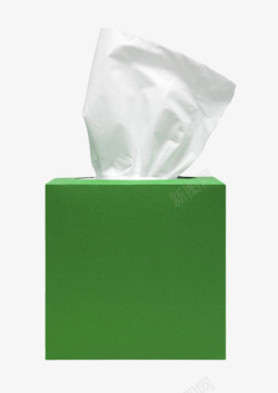 绿色正方形纸质包装盒的抽纸巾实素材