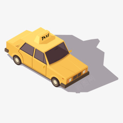 汽车零部件3D立体汽车黄色出租车矢量图高清图片