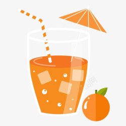 手绘橘子味夏日饮料素材