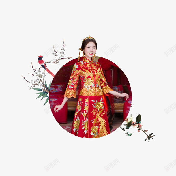 中式结婚嫁衣龙凤褂png免抠素材_88icon https://88icon.com 中式 凤袍 古装 嫁衣 敬酒服 结婚礼服 龙凤褂