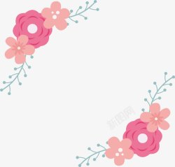 粉红色小花装饰框素材