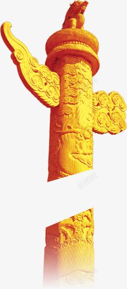 金色中式雕刻龙纹祥云狮子雕塑素材