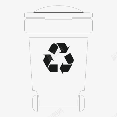 垃圾桶白色简约保护环境可回收标志的垃图标图标