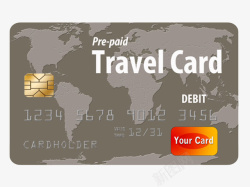 棕色预付费旅行信用卡素材