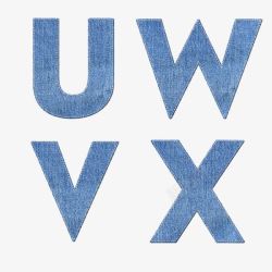 浅蓝色牛仔英文字母UWVX素材