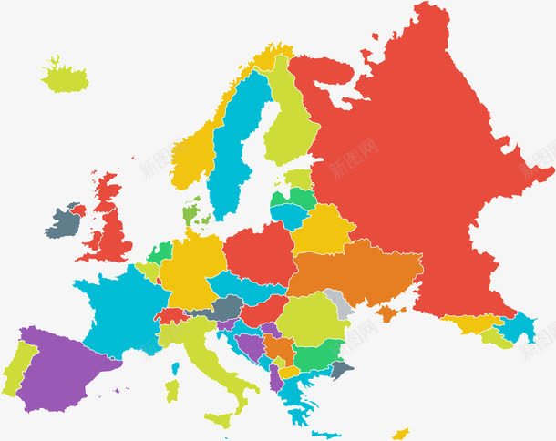 彩色分区欧洲地图png免抠素材_88icon https://88icon.com 彩色地图 欧洲地图 欧洲板块 矢量素材 行政区划分