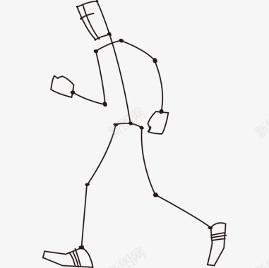 生物学插图线描火柴人跑步图标图标