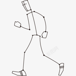 动漫框架线描火柴人跑步图标高清图片