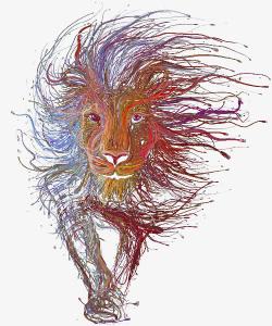 彩色狮子头彩色线条组成的狮子头高清图片
