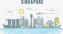 标志性建筑物新加坡景象矢量图高清图片