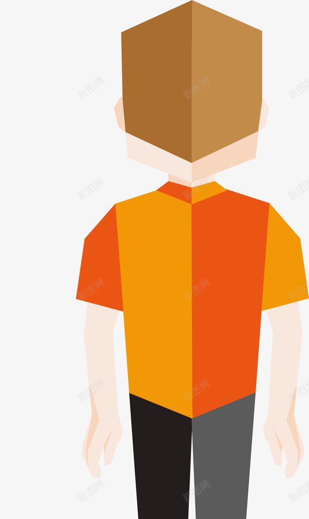 橙色卡通男人背影png免抠素材_88icon https://88icon.com 几何小人 小男孩背影 帅哥背影 橙色背影 男人 男孩 男生 装饰图案
