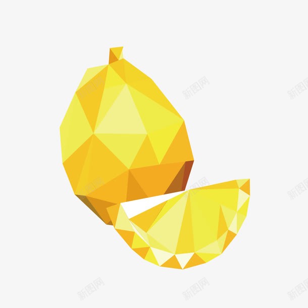 多边形柠檬png免抠素材_88icon https://88icon.com 几何装饰 分块水果 柠檬 水粉静物 矢量素材 立体水果 色块层叠 黄色