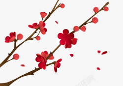 梅花和红色的梅花和树枝高清图片