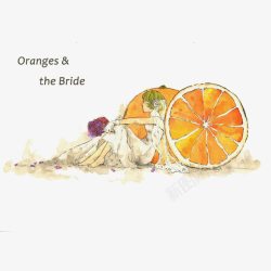 香橙片手绘水彩橙子新娘高清图片