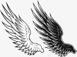黑色翅膀心形复古黑白单翅膀高清图片