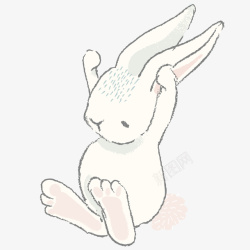 卡通水彩手绘小兔子矢量图素材