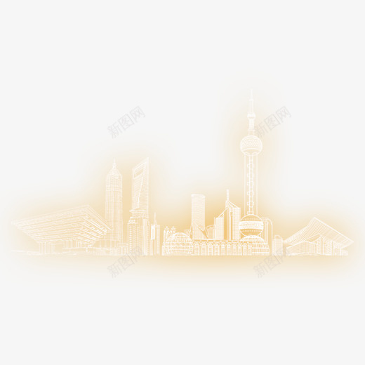 金色上海城市元素png免抠素材_88icon https://88icon.com 上海 中国国际进口博览会 举办地 光芒 发光 城市 城市现代上海 建筑 金色