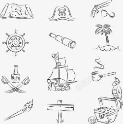 海盗金币海盗系列装饰简笔画矢量图高清图片